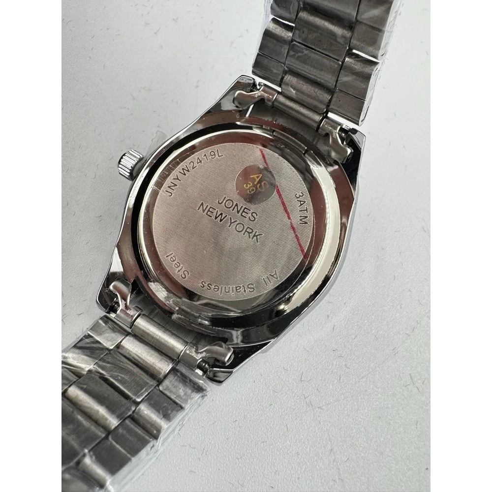Jones New York Analog Wrist Watch Women 3ATM Silver Tone Black‎ Dial JNYW2419L